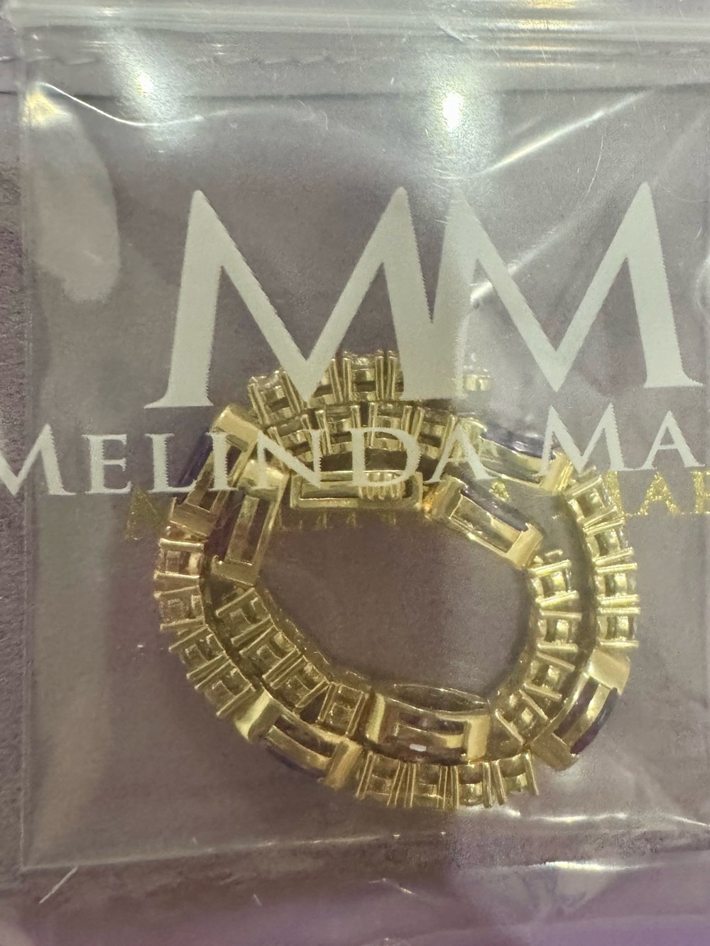 Melinda Maria Gold Bracelet with Simulated Amethysts and Diamondettes- 6.5” - Picture 6 of 12